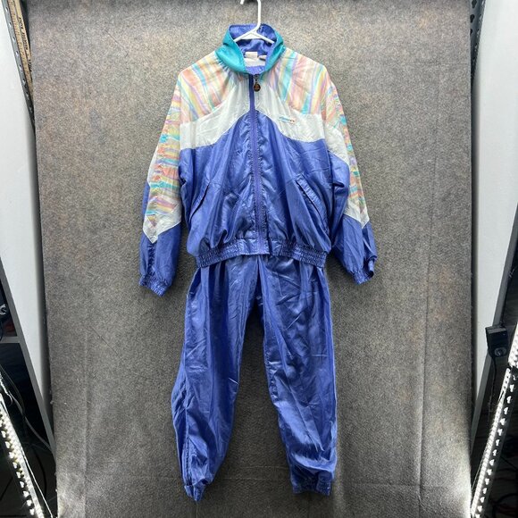 Vintage Ellesse Tracksuit Women 1 Purple Striped Retro 80s Nylon Windbreaker 90s - Picture 1 of 15